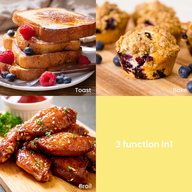 Comfee' ' Toaster Oven Countertop, Small Toaster Ovens Combo 4 slice, Mini Oven for 9" Pizza, Compact Oven 2 Racks for Toast, Bake, Broil, 950W, Black, CTO-E101A(BK) - Image 5